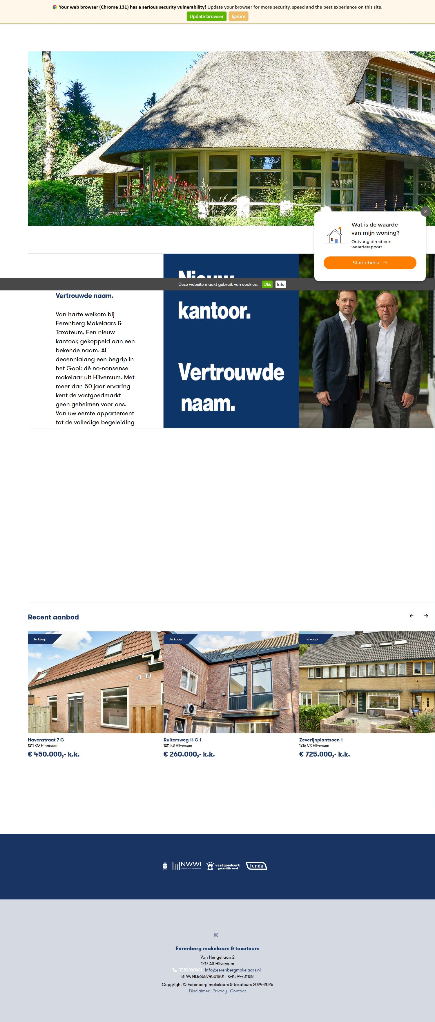 Screenshot der Website von www.eerenbergmakelaars.nl