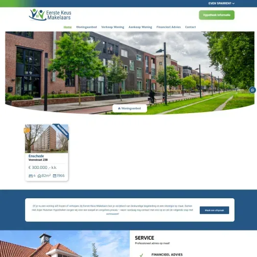 Screenshot van de website van eerstekeusmakelaars.nl