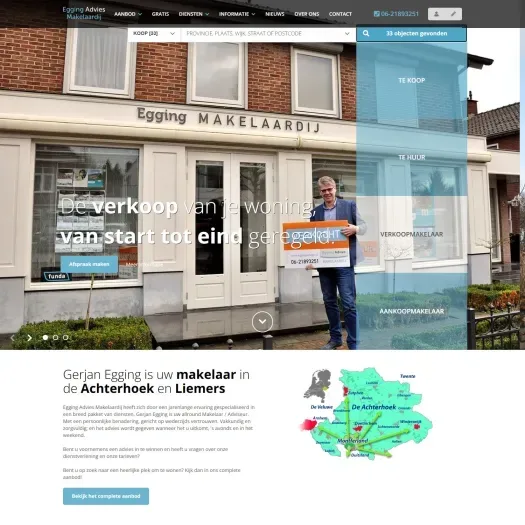 Screenshot of the website of www.eggingadvies.nl