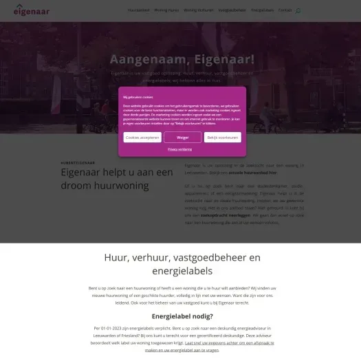Screenshot van de website van eigenaar.nl