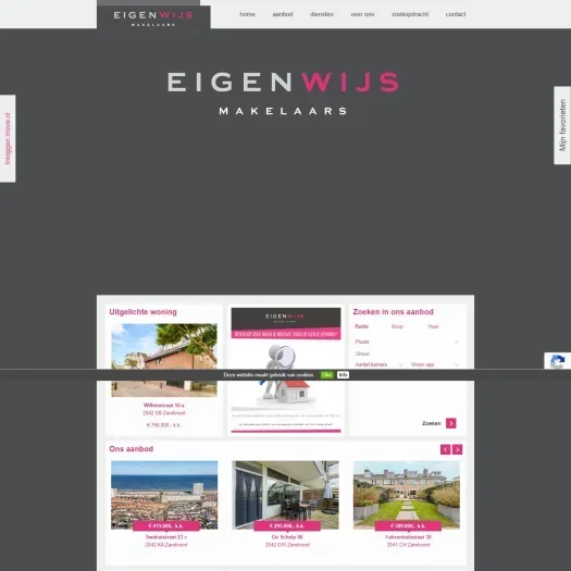 Screenshot der Website von www.eigenwijs-makelaars.nl