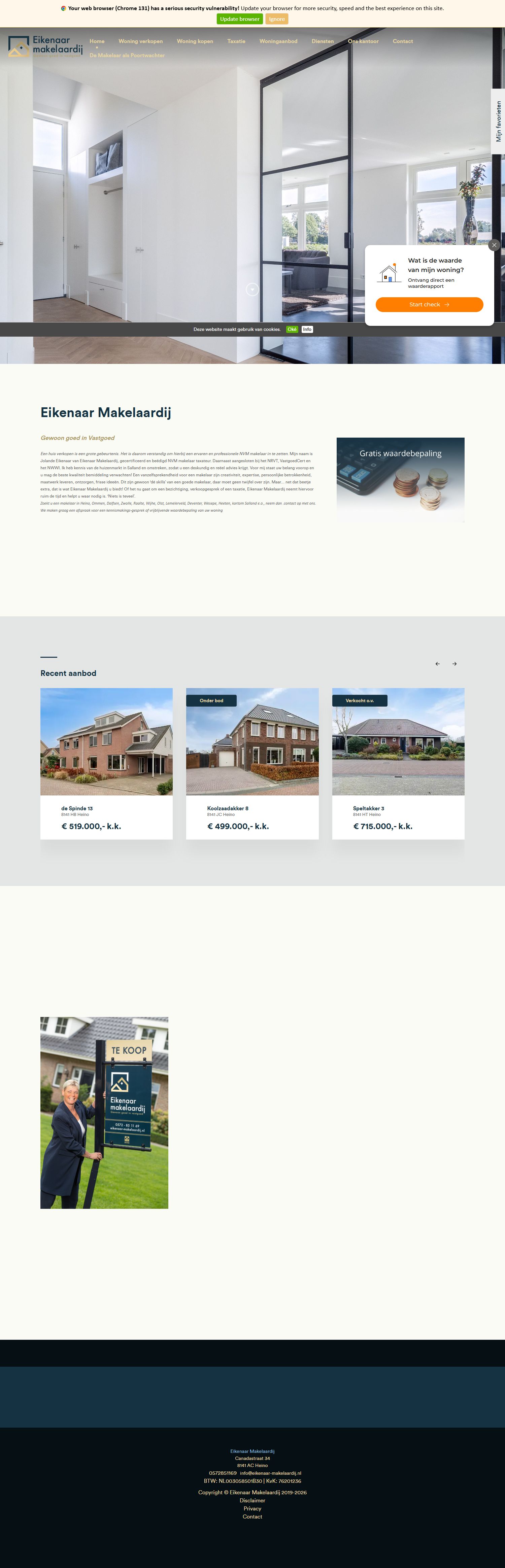 Screenshot der Website von www.eikenaar-makelaardij.nl