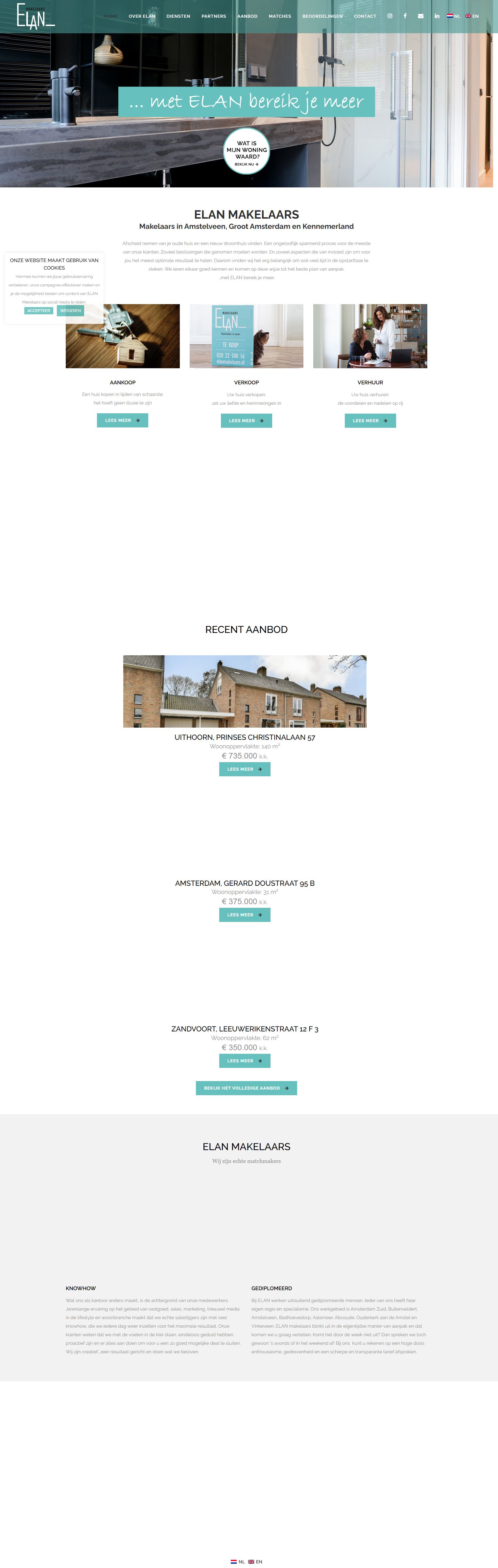 Screenshot der Website von elanmakelaars.nl