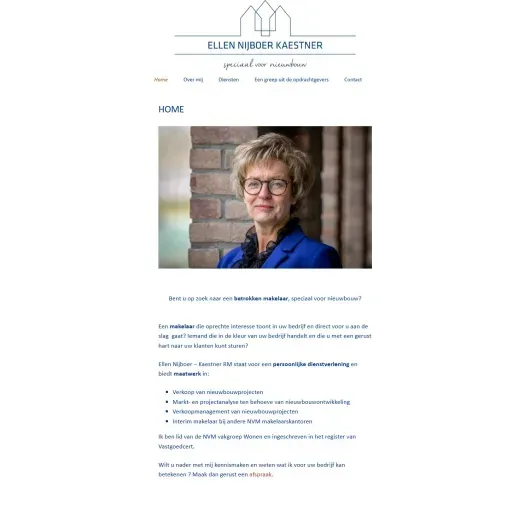 Screenshot van de website van www.ellennijboer.nl