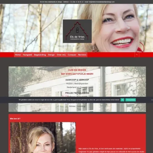 Screenshot van de website van www.elsdevriesmakelaardijendesign.com