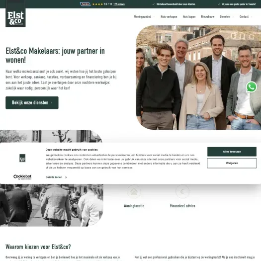 Screenshot van de website van www.elstenco.nl