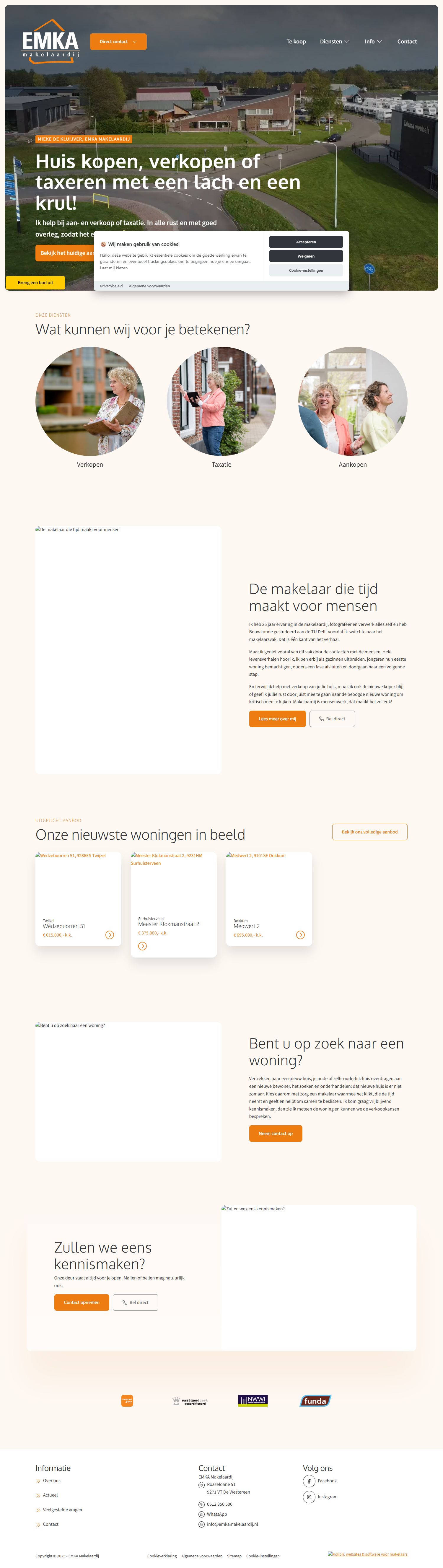 Capture d'écran du site web de www.emkamakelaardij.nl