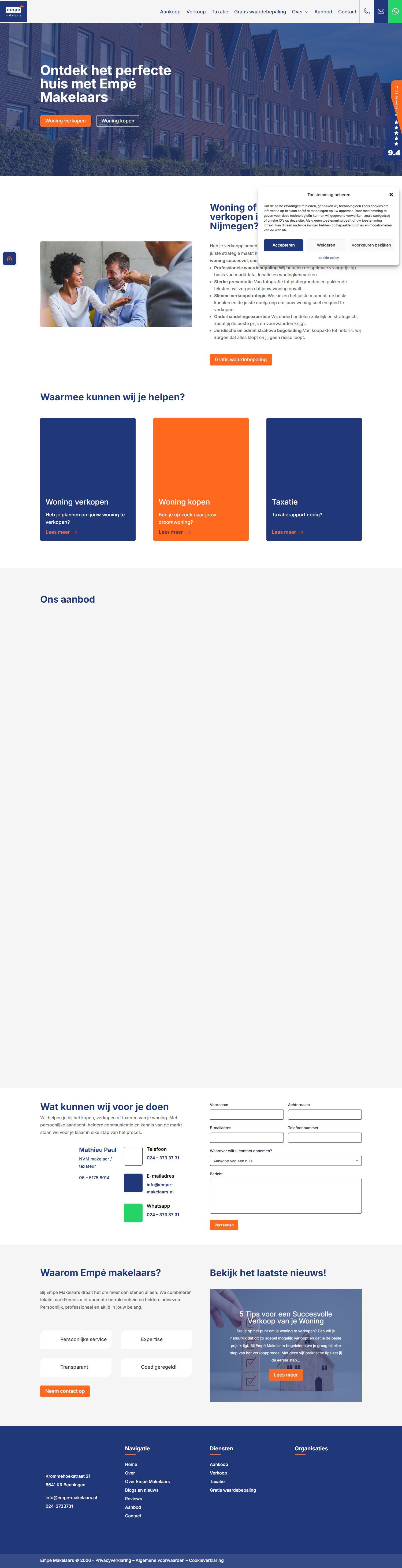 Capture d'écran du site web de www.empe-makelaars.nl