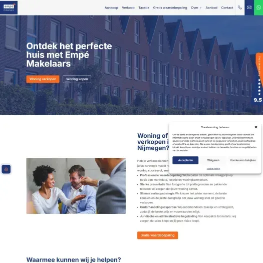 Screenshot van de website van www.empe-makelaars.nl