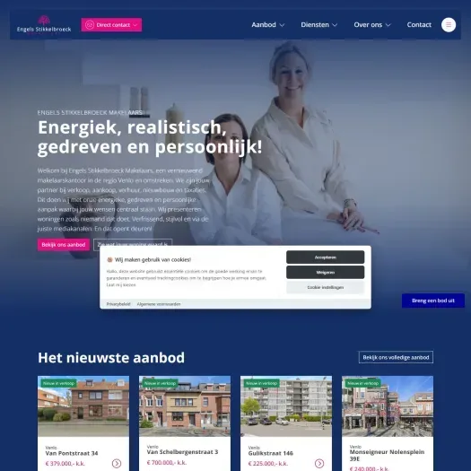 Screenshot of the website of www.esmakelaars.nl