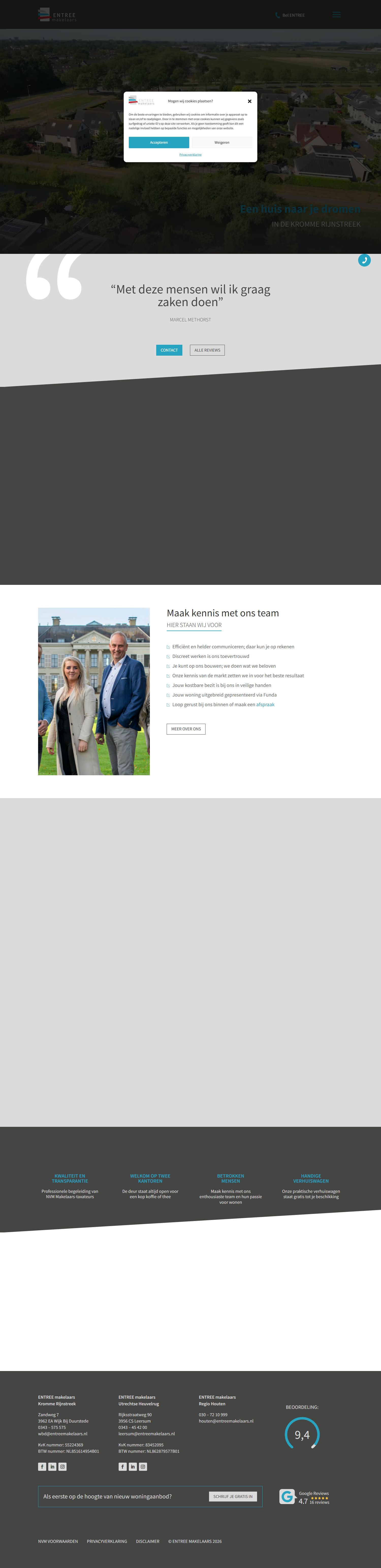 Screenshot der Website von www.entreemakelaars.nl