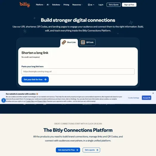 Screenshot van de website van bit.ly