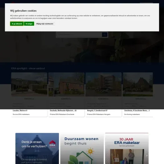 Screenshot van de website van www.eramakelaardijamerstreek.nl