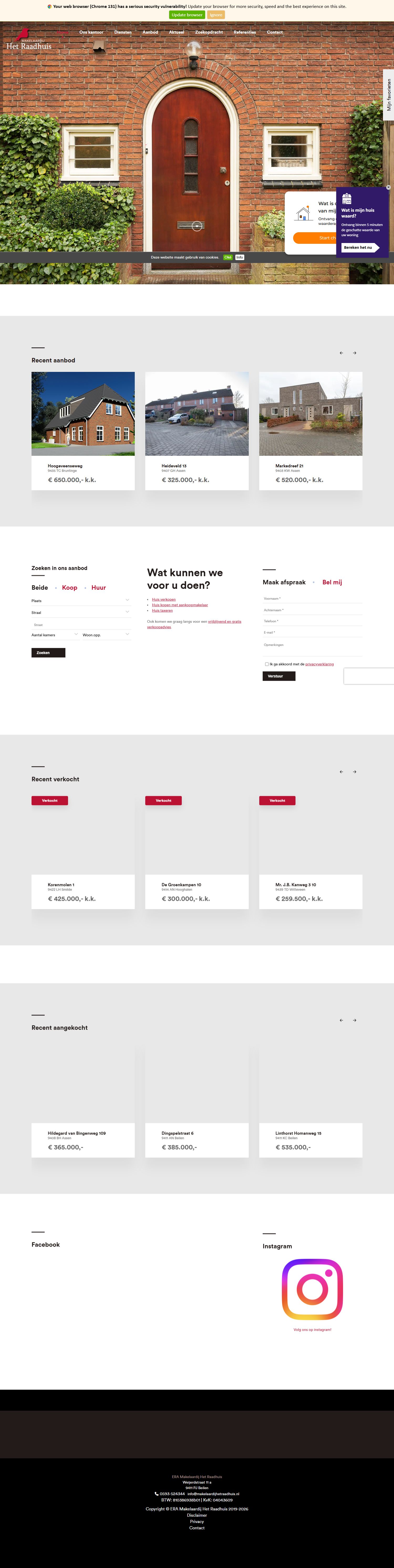 Capture d'écran du site web de www.makelaardijhetraadhuis.nl