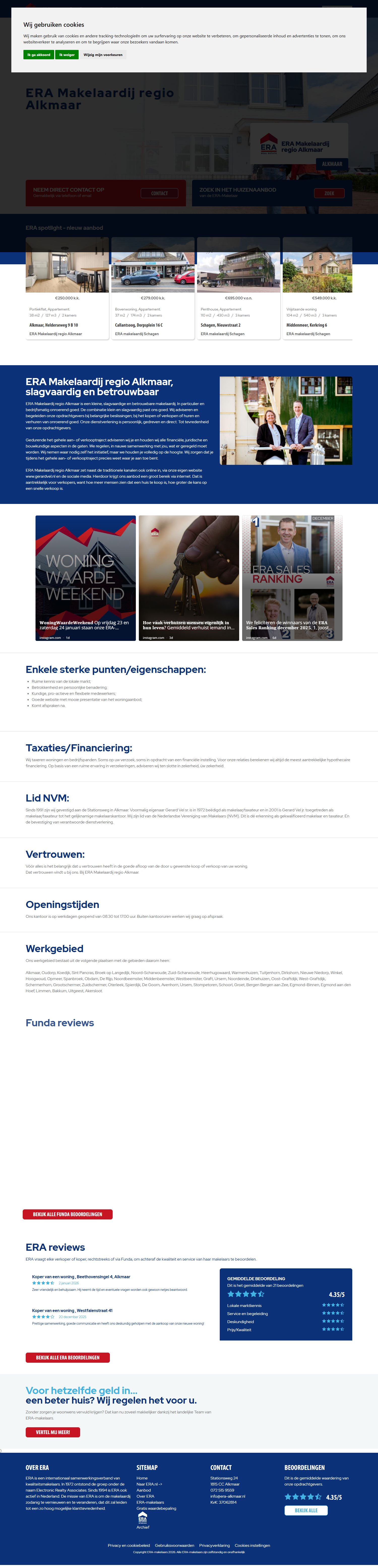 Screenshot van de website van www.era-alkmaar.nl