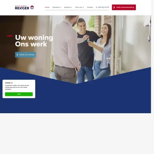 Screenshot van de website van www.makelaardijrenger.nl