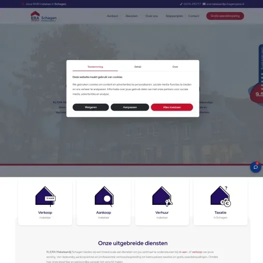 Screenshot of the website of www.eramakelaardijschagen.nl