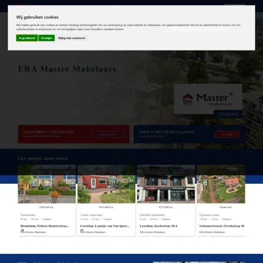 Screenshot van de website van www.era.nl