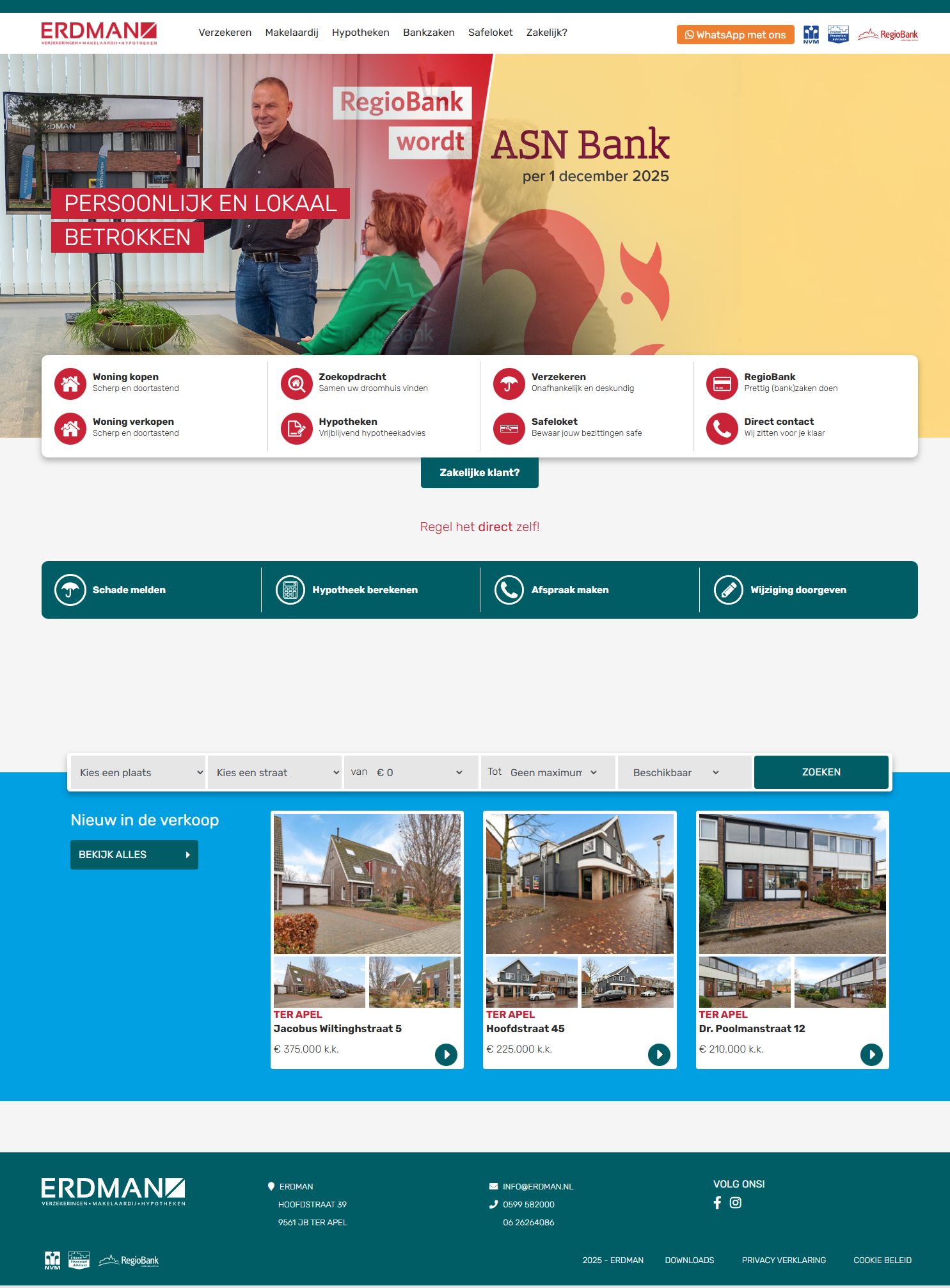 Screenshot der Website von www.erdman.nl