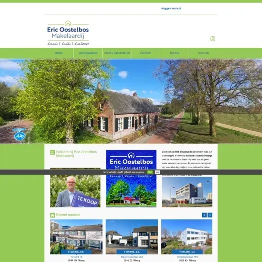 Screenshot van de website van www.ericoostelbosmakelaardij.nl