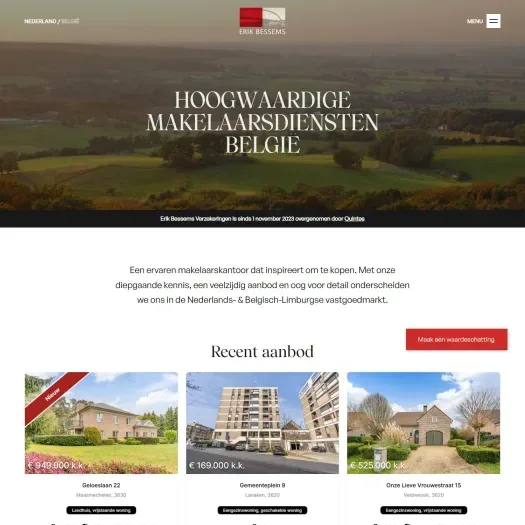 Screenshot van de website van www.erikbessems.be