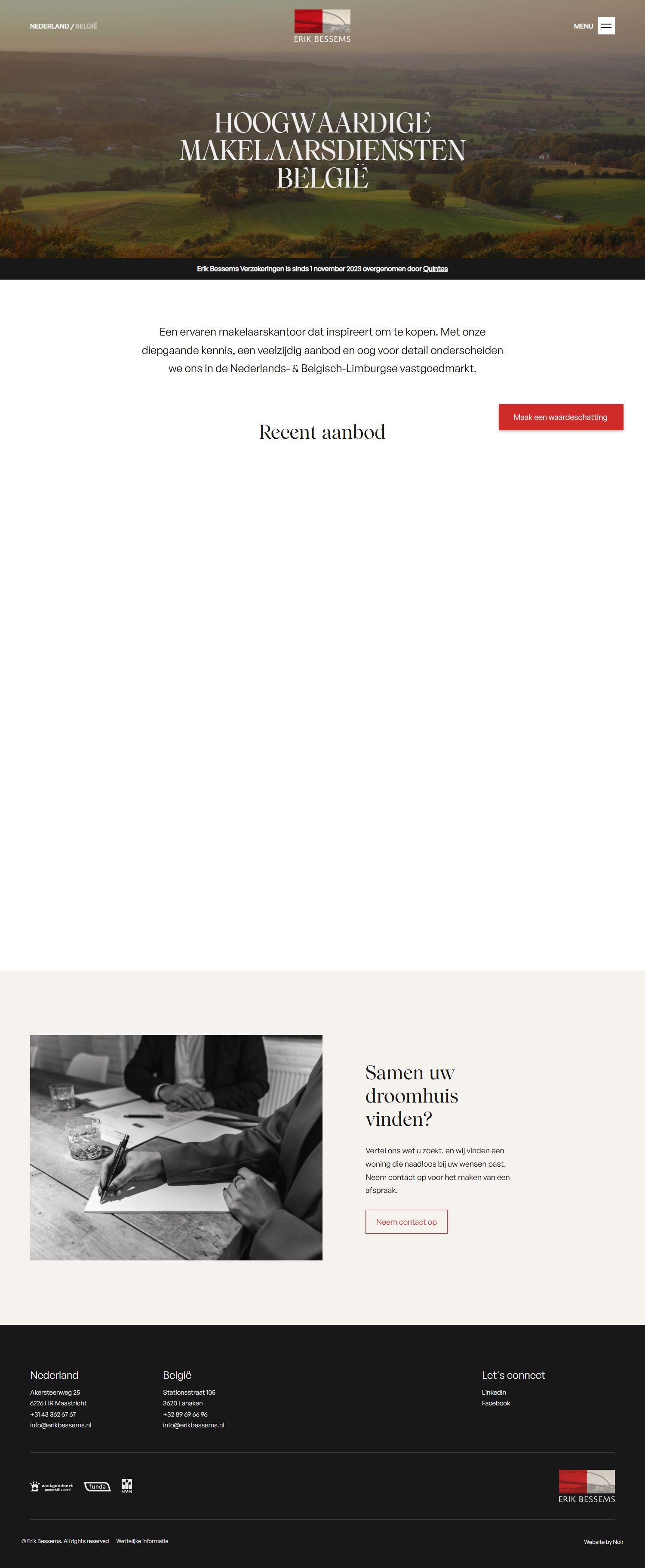 Screenshot der Website von www.erikbessems.be