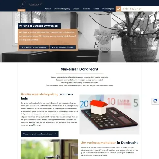Screenshot van de website van estagency.nl