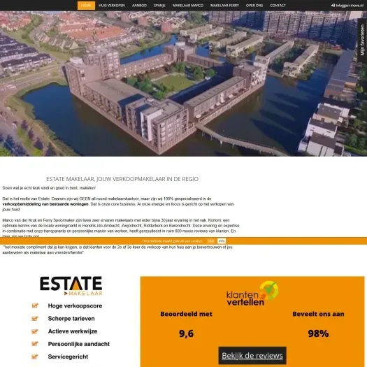 Screenshot van de website van www.estatemakelaar.nl