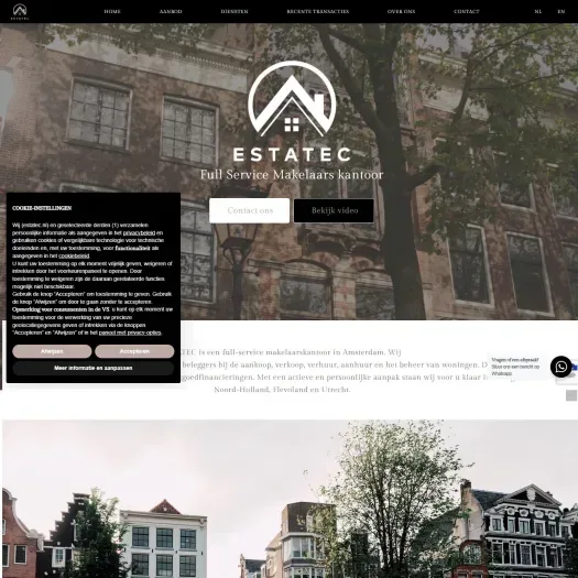 Screenshot van de website van www.estatec.nl