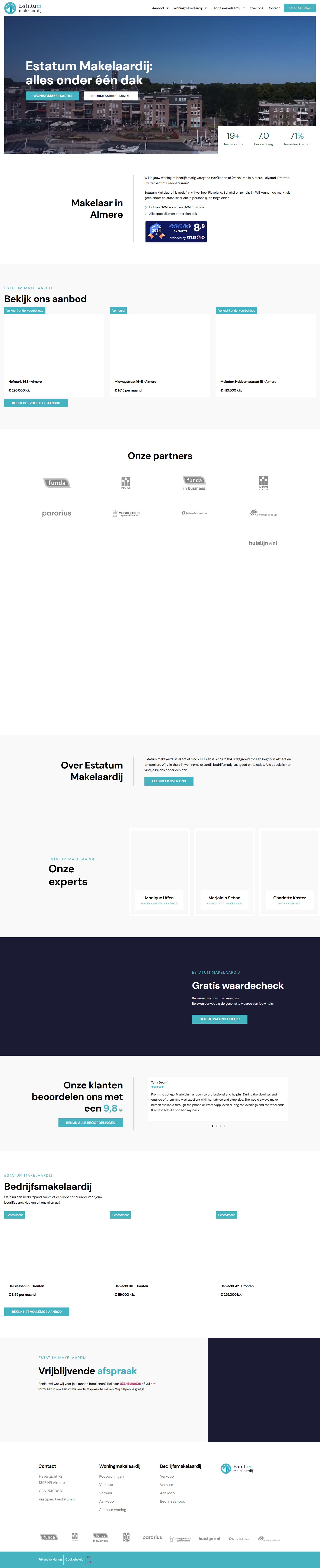 Screenshot van de website van www.estatum.nl