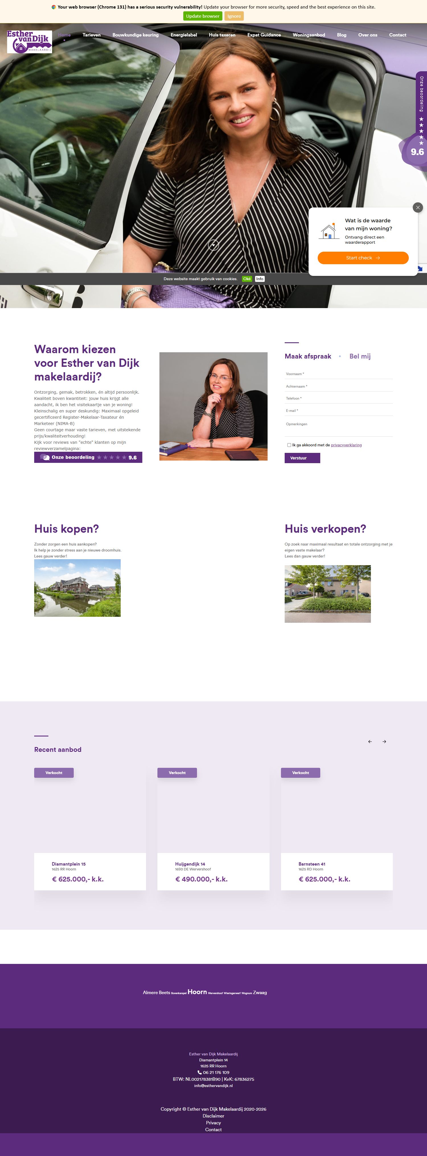 Screenshot of the website of www.esthervandijk.nl