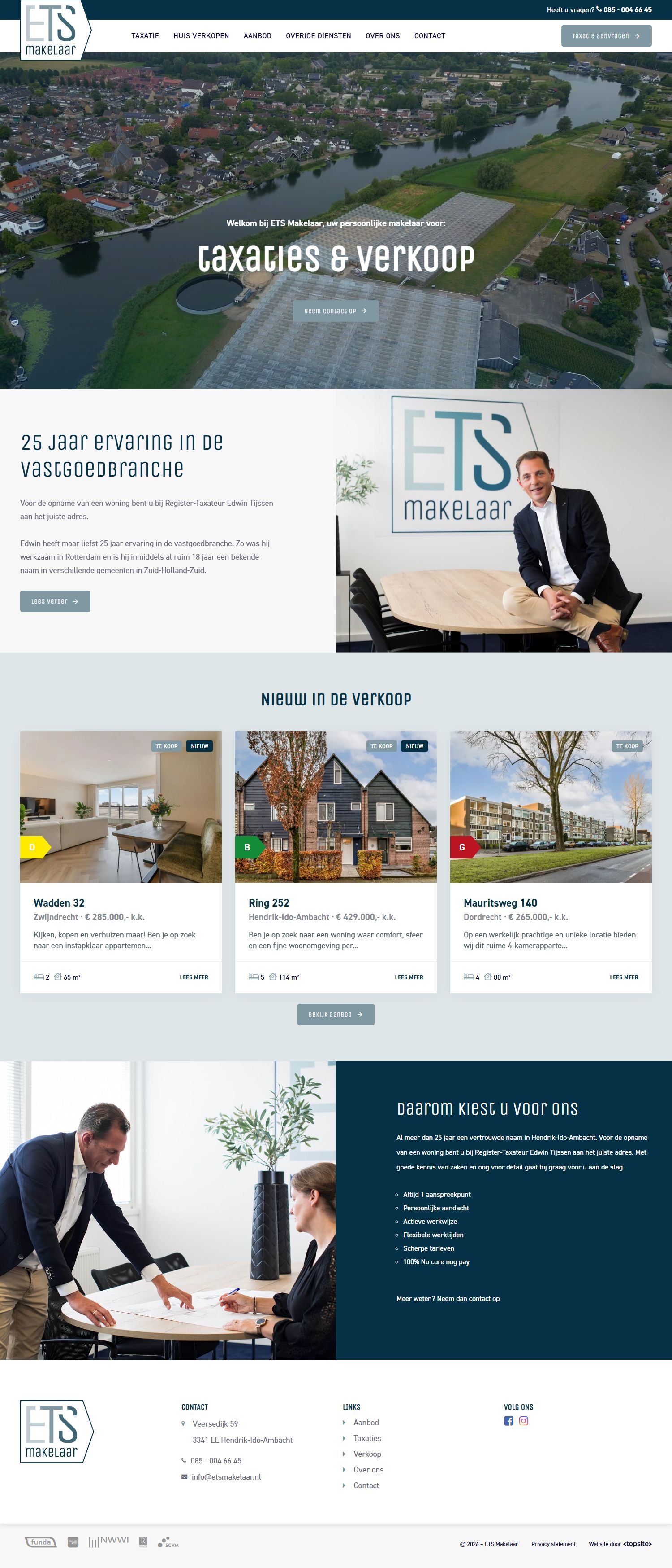 Screenshot der Website von www.etsmakelaar.nl