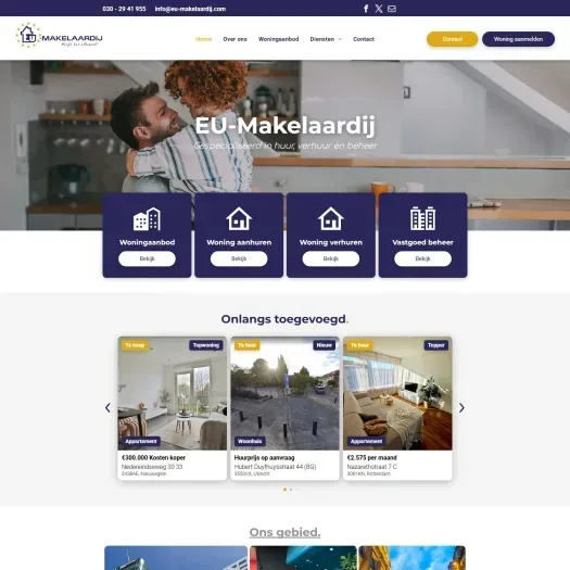Capture d'écran du site web de www.eu-makelaardij.com