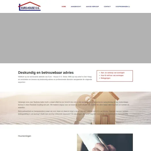 Screenshot van de website van www.euro-house.nl