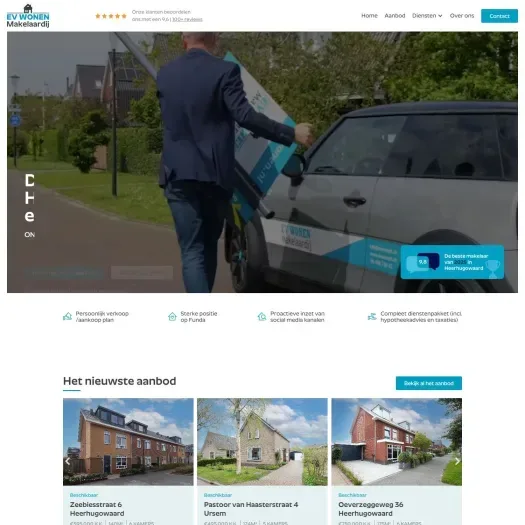 Screenshot van de website van www.evwonen.nl
