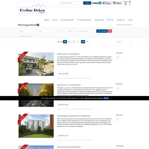 Screenshot of the website of www.evelinedeken.nl