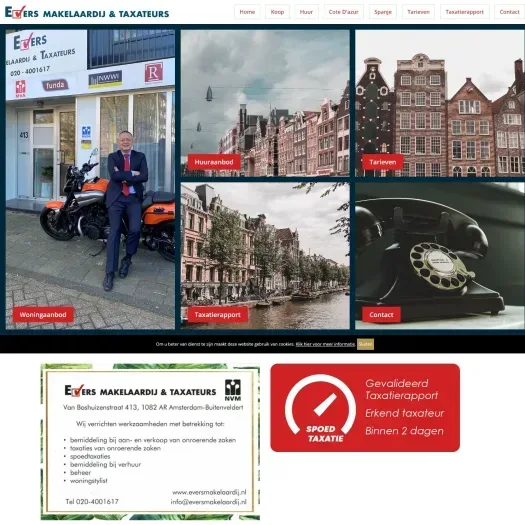 Screenshot of the website of www.eversmakelaardij.nl