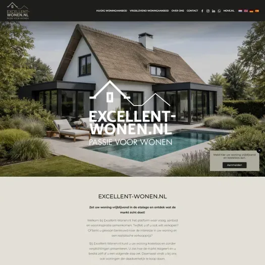 Screenshot of the website of excellent-wonen.nl