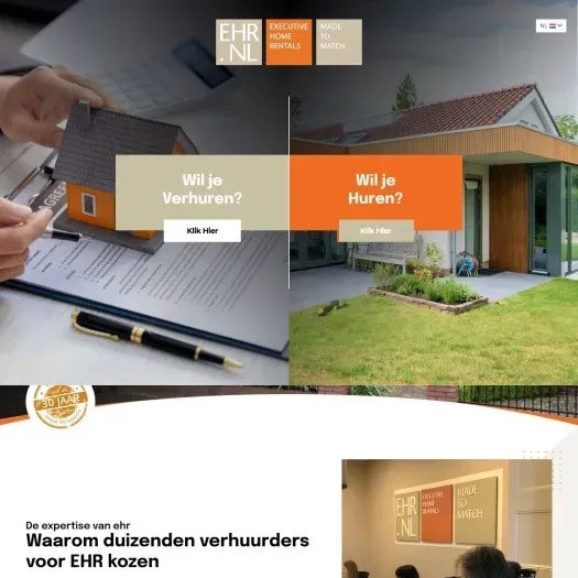 Screenshot van de website van www.ehr.nl