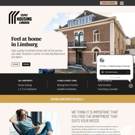 Screenshot van de website van expathousinglimburg.nl