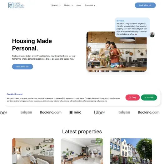 Capture d'écran du site web de www.expathousingnetwork.nl