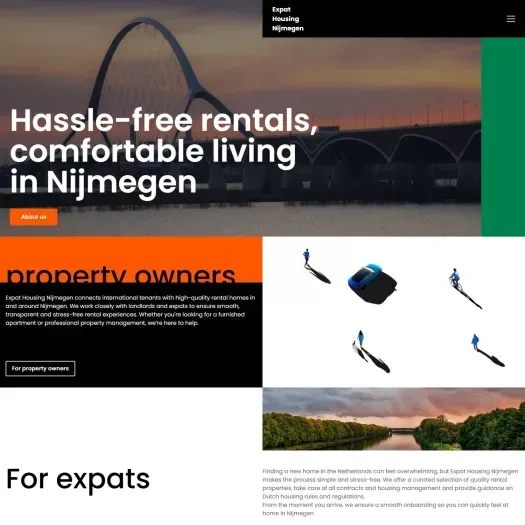 Screenshot van de website van expathousingnijmegen.nl
