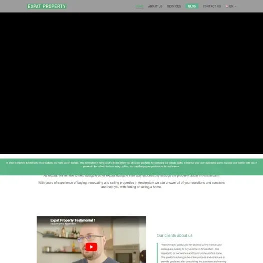 Screenshot of the website of expatproperty.amsterdam