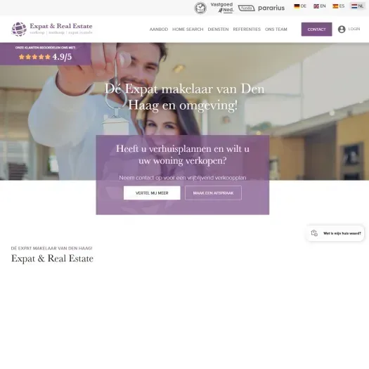 Screenshot van de website van www.expat-realestate.nl
