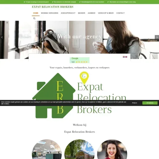 Screenshot van de website van www.expatrelocationbrokers.nl