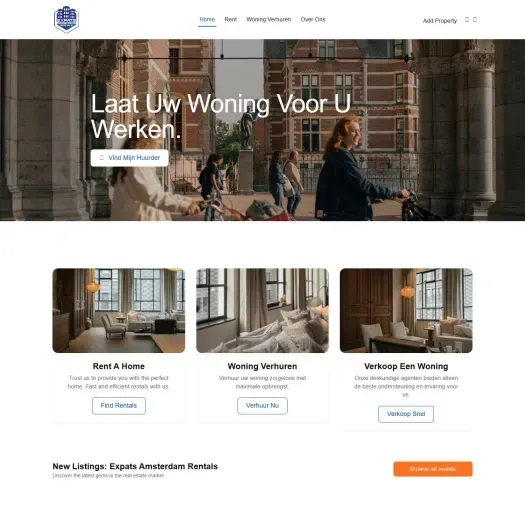 Screenshot van de website van www.expatsamsterdam.nl