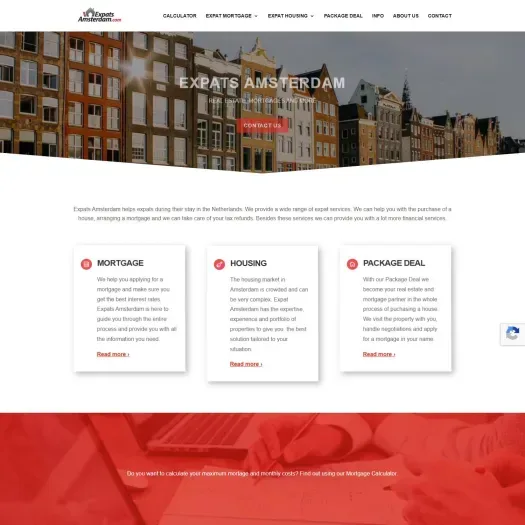 Screenshot of the website of www.expatsamsterdam.com