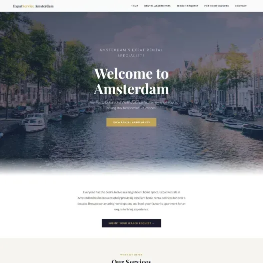Screenshot van de website van www.expatservice.amsterdam