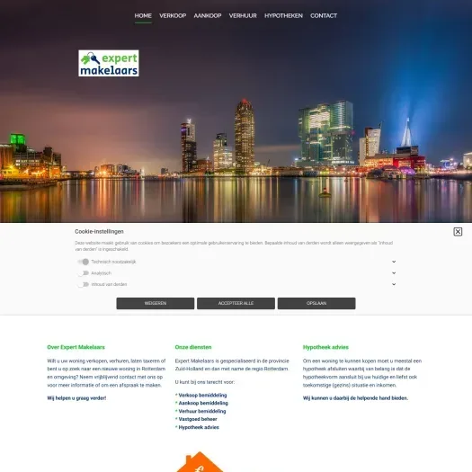 Screenshot of the website of www.expertmakelaars.nl