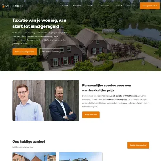 Screenshot van de website van www.factornoord.nl
